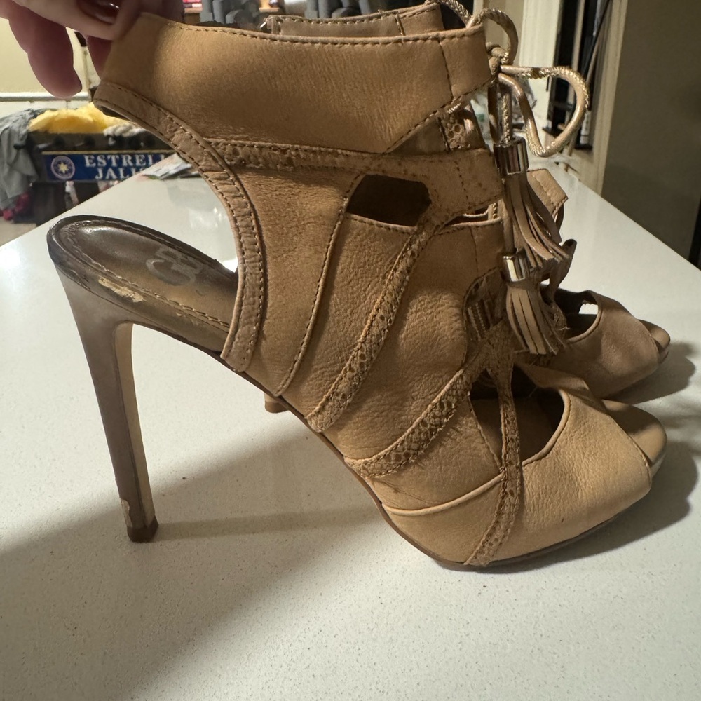 Gianni Bini Tan Lace-Up Heels - Picture 3 of 4